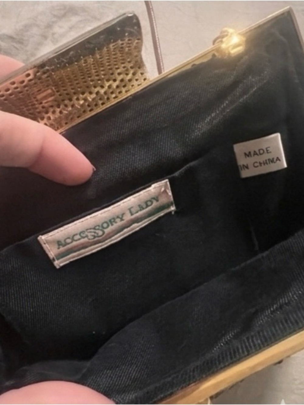 Vintage Black Beaded Shoulder Bag with Gold and Silver Accents - Picture 4 of 4